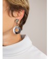 Wide ring earrings in marbled black horn