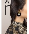 Stone & brass Disc earrings