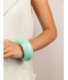 Round mint green lacquered wood bracelet size L