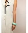 Round mint green lacquered wood bracelet size M