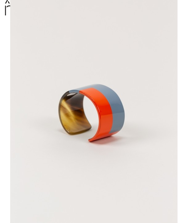 Orange and gray-blue lacquered cuff