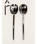 Baguette" marbled black horn long cutlery"
