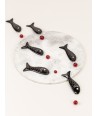 Set of 6 fish knife-holders in plain black horn