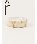 Small wide round box in stone with natural stone lid