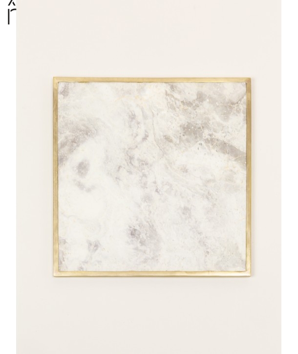 Natural stone square tablemat with brass edges