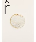 Set of 2 round natural stone bottle coaster with half edges in brass