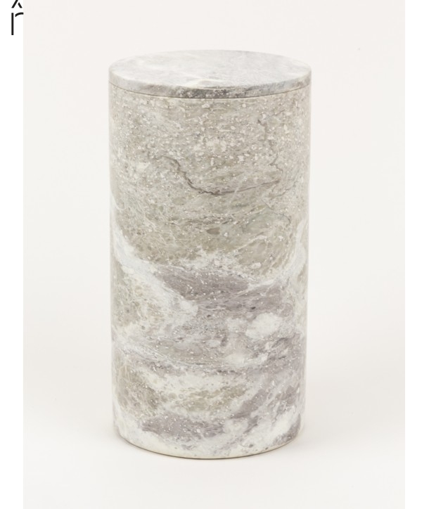 Very long narrow cylindrical box in stone with natural stone lid