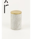 Medium cylindrical box in stone with coppery brass coated lid