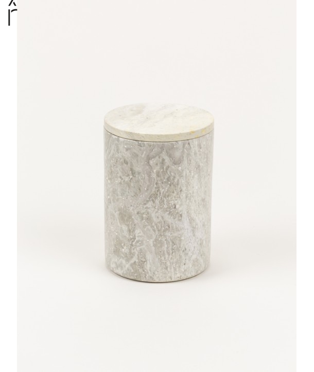Medium cylindrical box in stone with natural stone lid