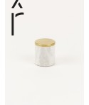 Small cylindrical box in stone with coppery brass coated lid