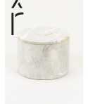 Large wide round box in stone with natural stone lid