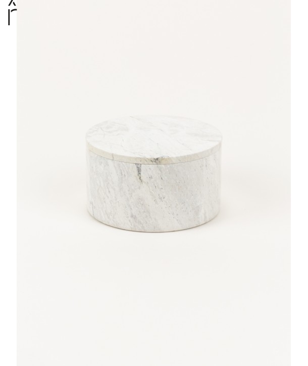 Medium wide round box in stone with natural stone lid