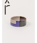 Broad indigo blue and cream coffee lacquered bracelet