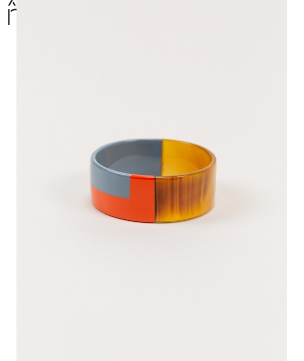 Bracelet laque bicolore orange et gris-bleu