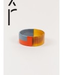 Bracelet laque bicolore orange et gris-bleu