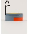 Bracelet laque bicolore orange et gris-bleu