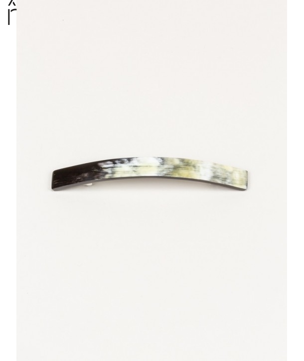 Long rectangular barrette in black horn 90x15x4mm