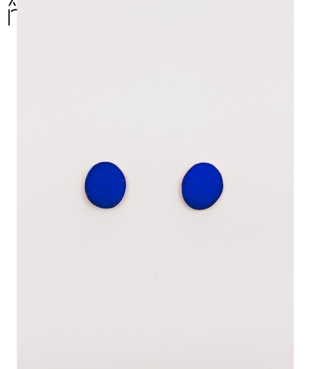 Boucles d'oreilles pastilles martelées en cuivre laquées bleues
