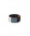 Flat round bracelet with silver and blue gray lacquer