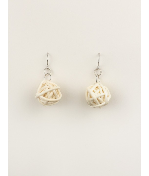 Double rattan bead earrings