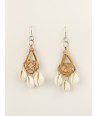 Natural rattan earrings and white horn beads