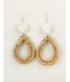 Natural rattan drop earrings and white horn pastilles