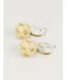 Rattan bead earrings and blond horn semi-circles