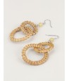 Double circle natural rattan earrings