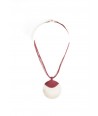 White mother-of-pearl medallion disc cladding cotton burgundy wire