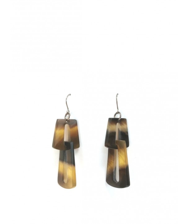 Small links earrings in buffalo hoof