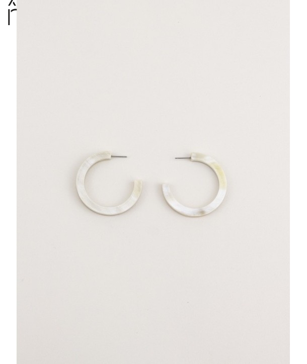 Earrings small round rings in white horn