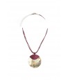 Brown mother-of-pearl medallion disc cladding cotton burgundy wire