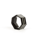 Articulated 7 plate bracelet in marbled black horn
