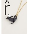 Rat charm for necklace in black horn and mother-of-pearl
