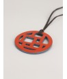 Checkered orange and blue grey lacquered pendant