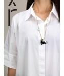 Pendentif Rat en corne noire et nacre blanche