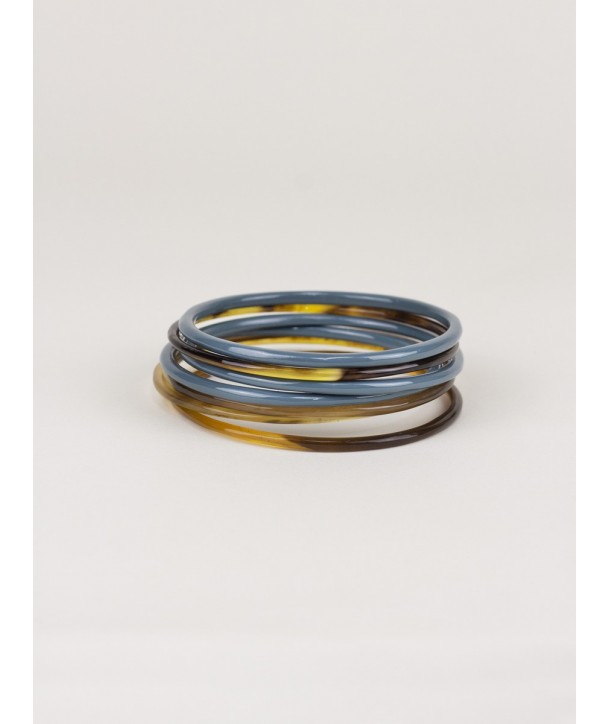 Gray-blue lacquered seven-band bracelets