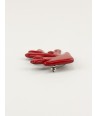 Red lacquered coral brooch