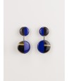 Full double disc earrings in hoof and indigo blue lacquer