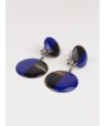 Full double disc earrings in hoof and indigo blue lacquer