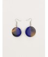 Full disc indigo blue lacquered earrings