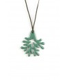 Large emerald green lacquered coral pendant
