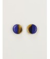 Disc earrings with ear-clip and lavender lacquer