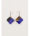 Indigo blue lacquered square earrings