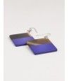 Indigo blue lacquered square earrings