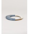 Broad gray-blue lacquered elliptical bracelet