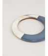 Broad gray-blue lacquered elliptical bracelet