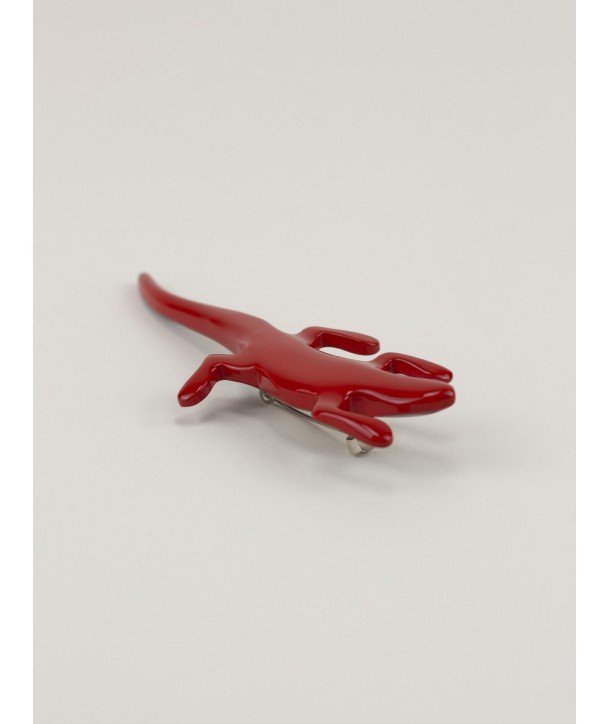 Broche lézard laquée rouge