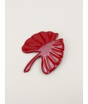 Large red lacquered gingko brooch