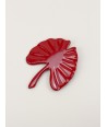 Large red lacquered gingko brooch